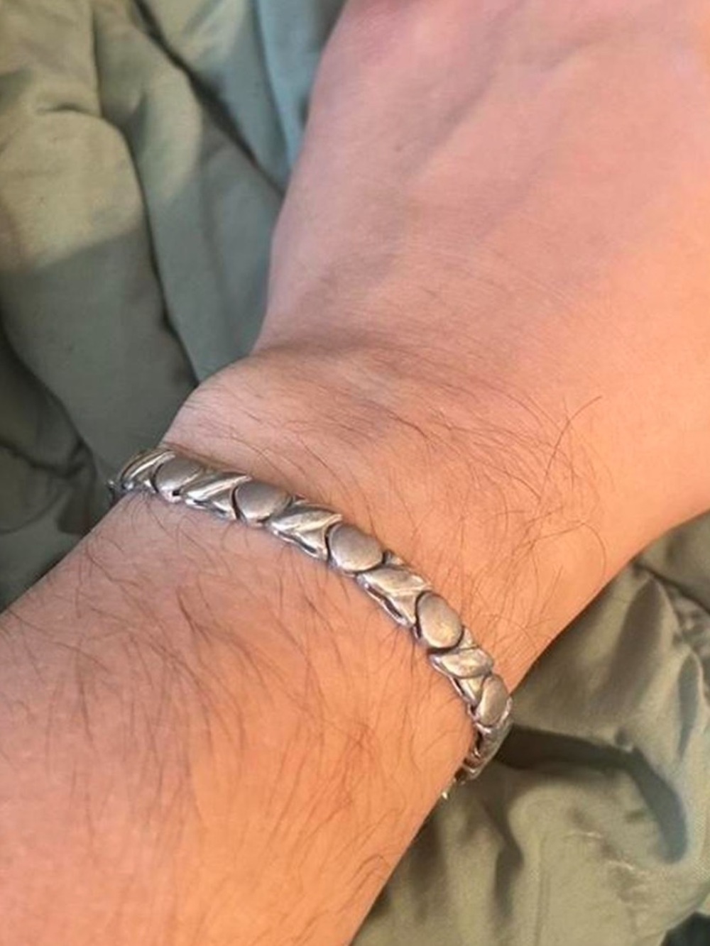 Vintage solid sterling silver X & hearts bracelet